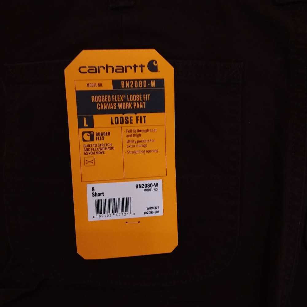 Women's Carhartt Canvas Work Pant Size 8 Short Has Hammer Loop NWT